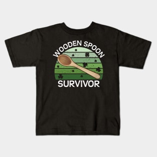 Wooden Spoon Survivor Funny St Paddys day Design Kids T-Shirt